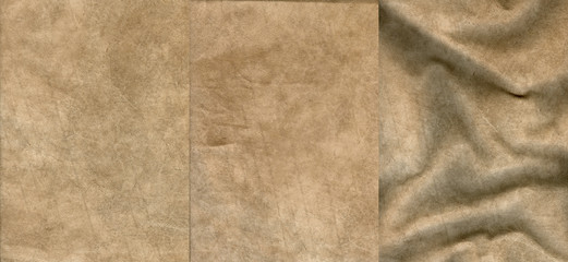 Set of beige suede leather textures