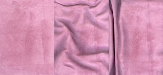 Set of rose suede leather textures