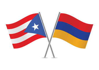 Puerto Rican and Armenian flags. Vector illustration.