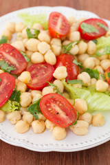 salad with chickpea on plate