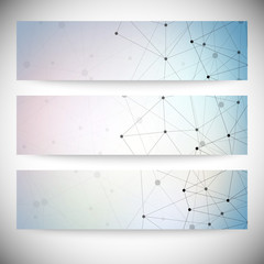 Set of horizontal banners. Abstract blue background vector