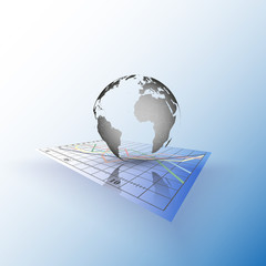 Globe world on the chart. Abstract vector illustration