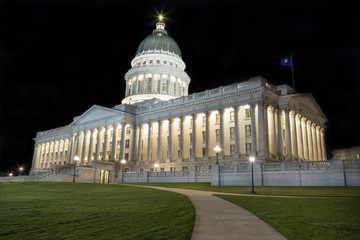 State Capitol Building in Salt Lake City Utah at night.