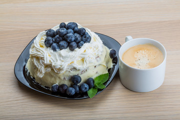 Coffee with blueberry cake