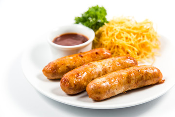 chicken sausages with potatoes