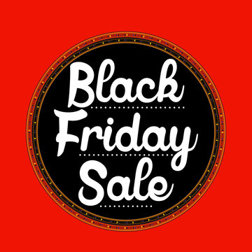 Black Friday Sale sticker on red background