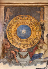 Fototapeta na wymiar Padua - clock and the zodiac in church Santa Maria dei Servi