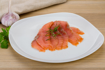 Sliced salmon