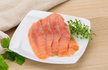 Sliced salmon
