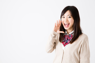 young asian woman on white background