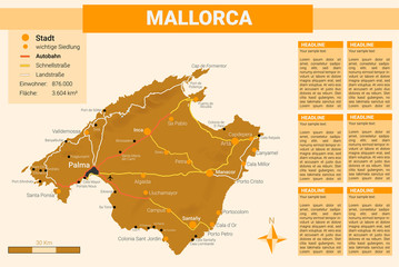 Landkarte: Mallorca - inkl. Infofeld & Legende Orange - II / IV © wierzbald