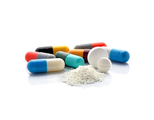 pills and capsules isolated on white background
