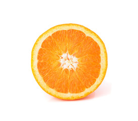 Orange fruit slice on white background