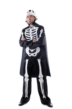 Image of man dressed in carnival skeleton costume