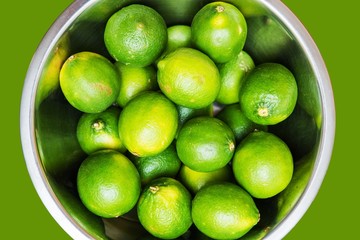 Fresh Limes in Metal Bowl