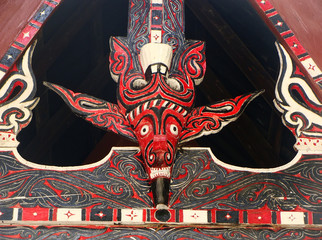 Traditional decoration of Batak house on Samosir island, Sumatra © donyanedomam
