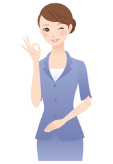 オーケーサインする女性　表情　スーツ