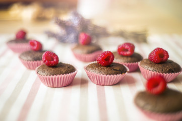 Muffins with raspberries