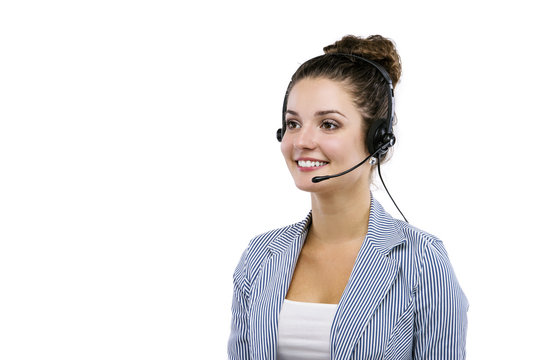 Female call center operator