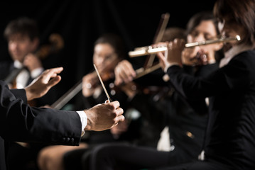 Conductor directing symphony orchestra - 71758139