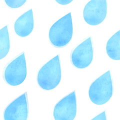 Seamless vector pattern of raindrops on white