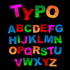 Colorful stamped vector letters