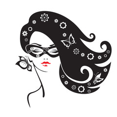 Black and white illustration of elegant woman - 71762725