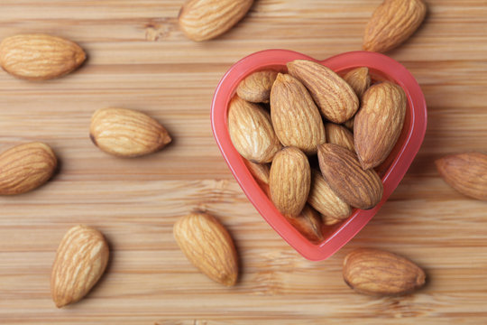 Almonds in a heart bowl