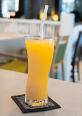 a glass of orange juice