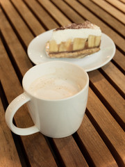 Hot latte with vintage filtered effect