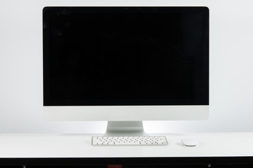 Business place of work with with computer monitor keyboard and m