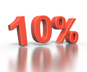 Three dimentional rendering of ten percent symbol