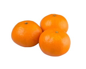 A group of Mandarin orange fruit over white background