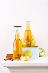 Still life with tasty apple cider and fresh apples