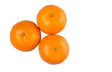 A group of Mandarin orange fruit over white background