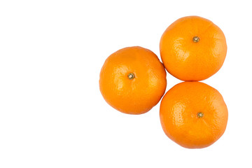 A group of Mandarin orange fruit over white background