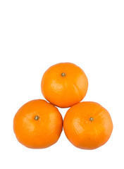 A group of Mandarin orange fruit over white background