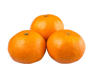 A group of Mandarin orange fruit over white background