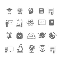 Black and white silhouette school  education icons on  vector