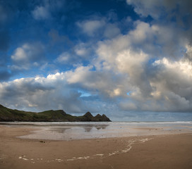 Beautiful Summer sunrise landscape over yellow sandy beach