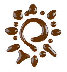 Chocolate syrup drips isolated on white