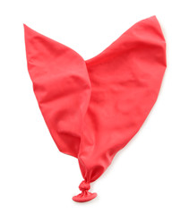 Popped red balloon isolated on white