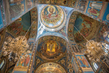 Fototapeta na wymiar Interior of Savior on the Spilled Blood Cathedral in St. Petersb