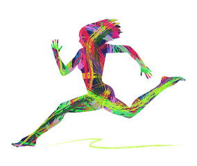 Obraz premium silhouette astratta di donna che corre