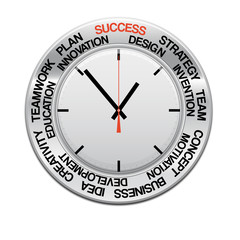 icon clock , red arrow specifies in a word success