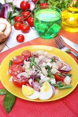 Fresh breakfast consisting of vegetable salad served