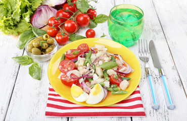 Fresh breakfast consisting of vegetable salad served