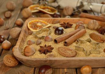 Nuts, spices and sugar