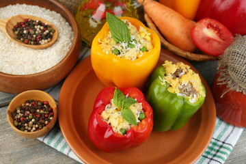 Composition with prepared stuffed peppers