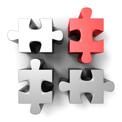 red different individual jigsaw puzzle